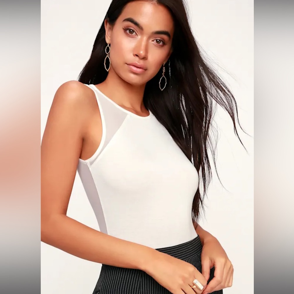 NWT Lulus so hyped white mesh thong bodysuit women’s size small